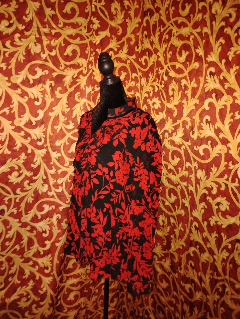 Chico's Floral Blouse in Black & Red